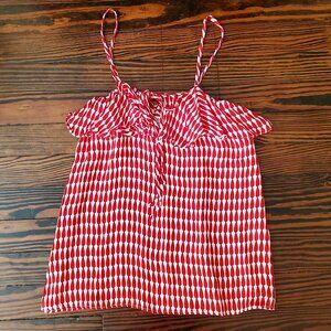 NWOT Tucker silk tie-front ruffle tank
